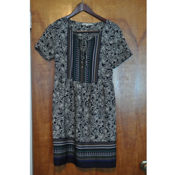 Francesca Printed Patterned Peasant Dress - Picture 1 of 2